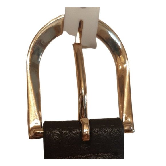 Small Calvin Klein Chocolate Brown Leather Belt Gold Buckle NEW main image 12